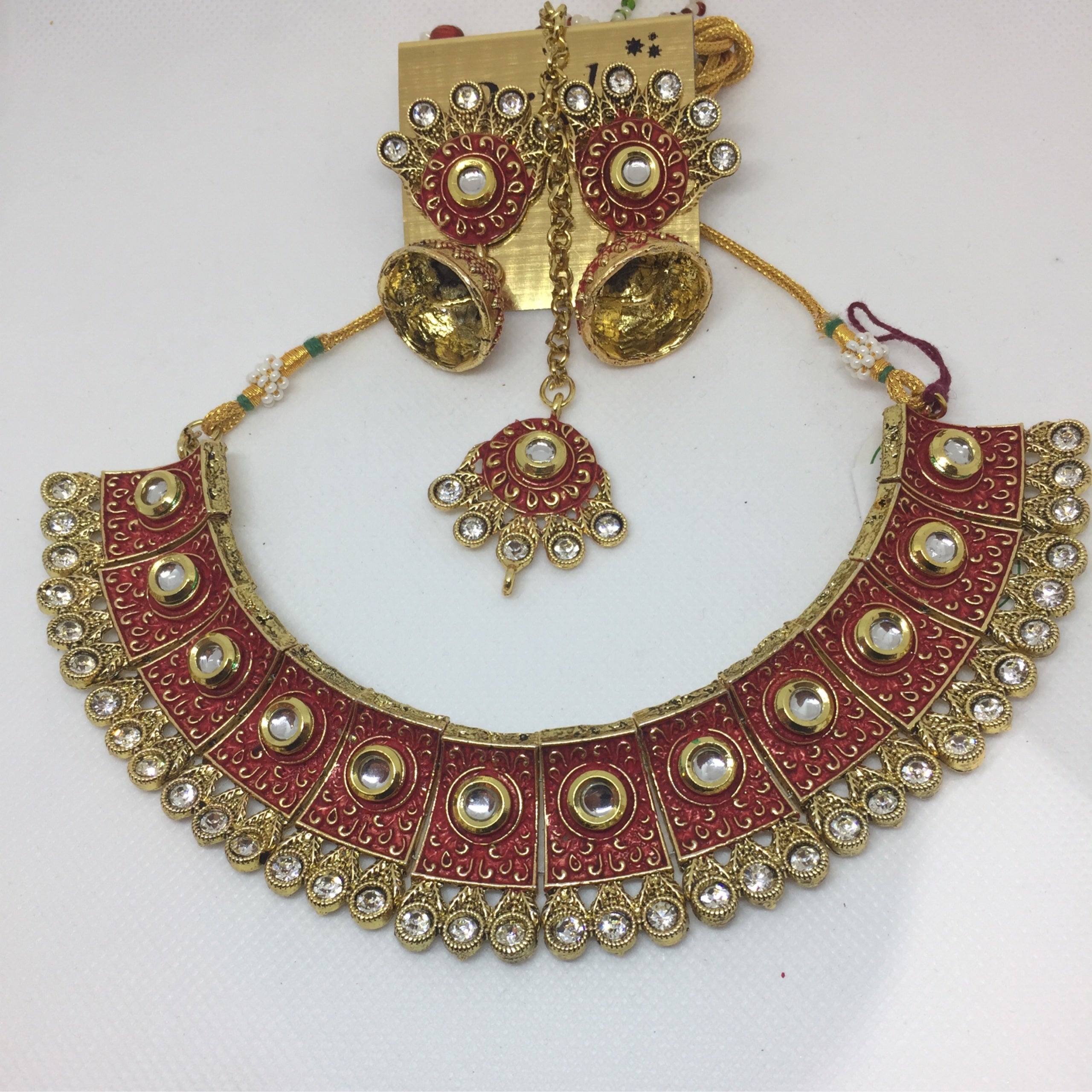 Red Color Bridal Jewellery Set - Wedding Necklace Set – Lady India